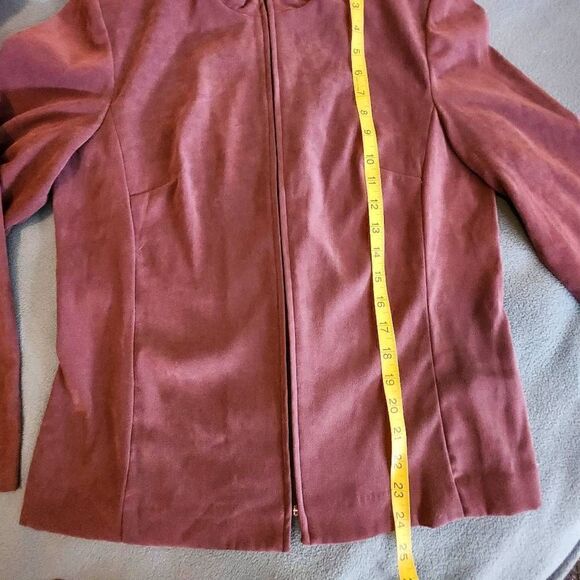 Miss Dorby Women's Purple Faux Suede Lined Jacket Blazer Fill Zipper Size 10 - Picture 6 of 7
